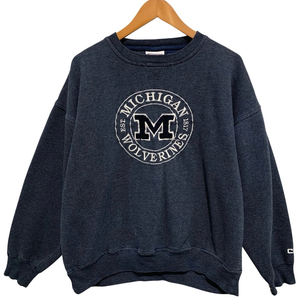 Vintage Michigan Wolverines by Crable Sportswear Navy Blue Sweater Size Large